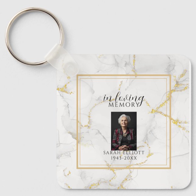 Llavero In Loving Memory  with Photo | marble gold (Anverso)