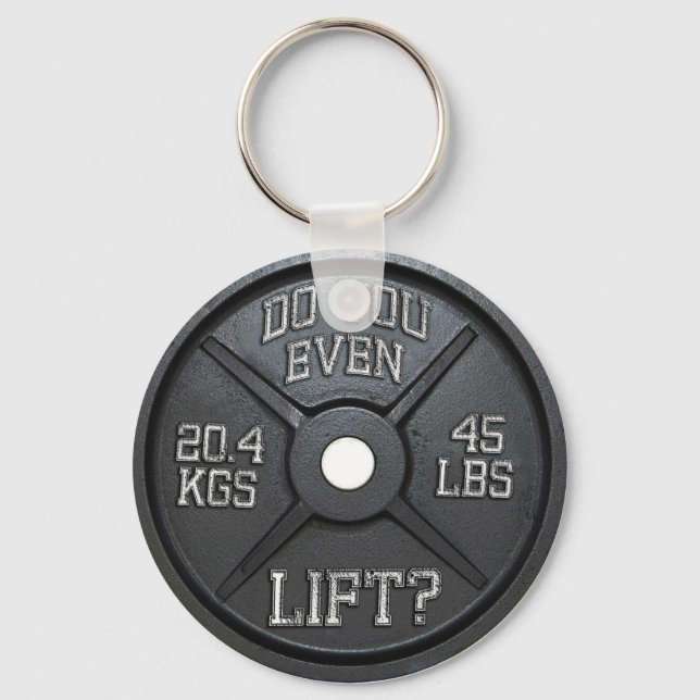 Llavero ¿Incluso Levantan - Placa Barbell (Anverso)