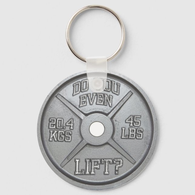 Llavero ¿Incluso Levantan - Placa Barbell (Anverso)