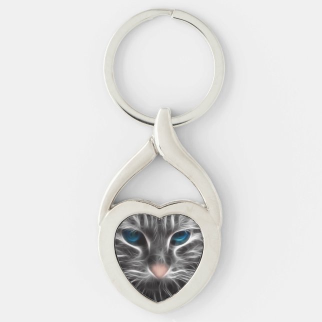 Llavero Increíble Cara de Gato de Ojos Azules (Anverso)