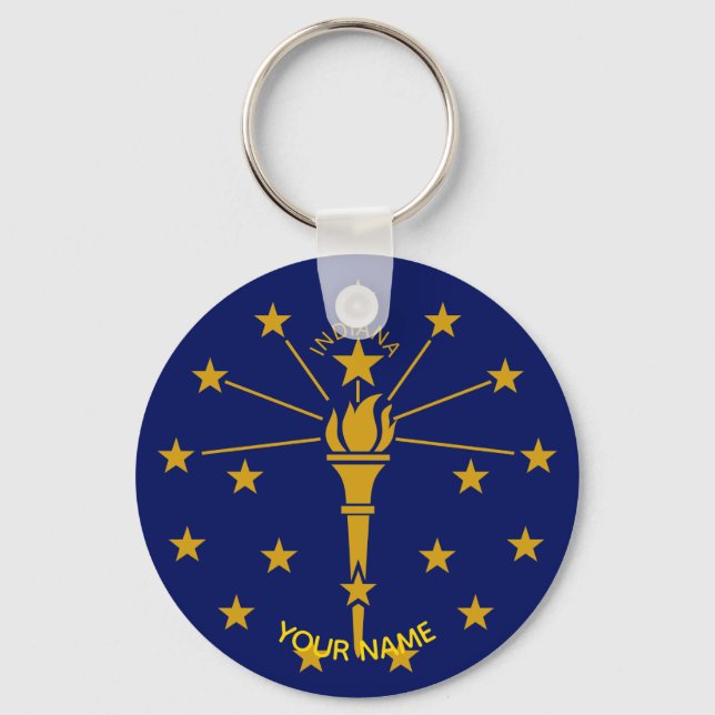 Llavero Indiana State Flag Keychain ID Etiqueta TU NOMBRE (Anverso)