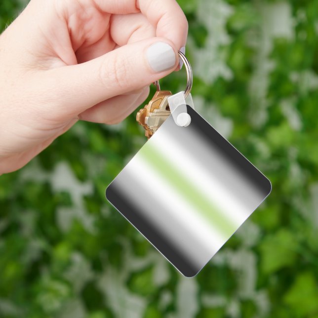 Llavero Indicador de Orgullo de Agénero Gradiente con nomb (Mano)