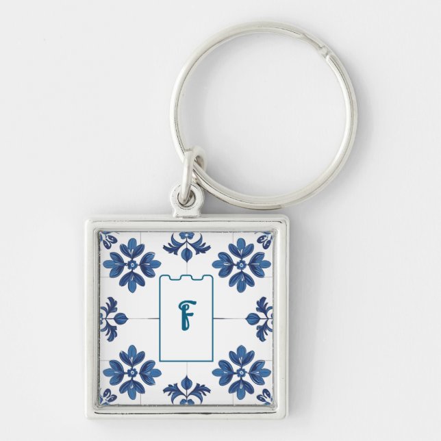 Llavero Indigo Azulejo Blue Portuguese Lisbon Decorative (Frente)