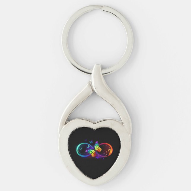 Llavero Infinidad vibrante con mariposa arco iris sobre ne (Anverso)