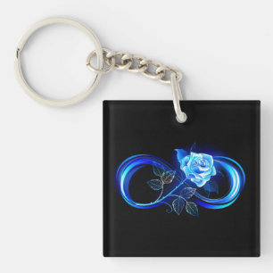 Llavero Infinito brillante con rosa azul