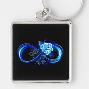 Llavero Infinito brillante con rosa azul