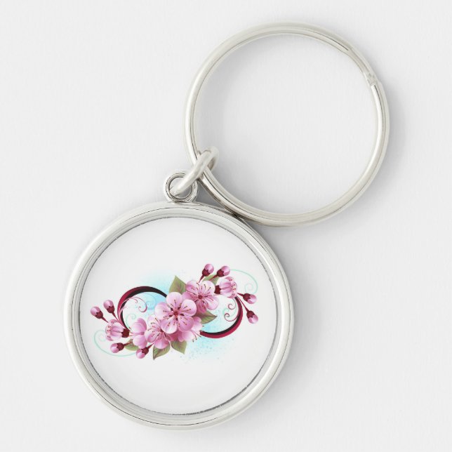 Llavero Infinito con las flores de flores de Sakura Blosso (Frente)