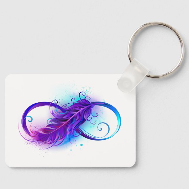 Llavero Infinito con plumas púrpura (Anverso)