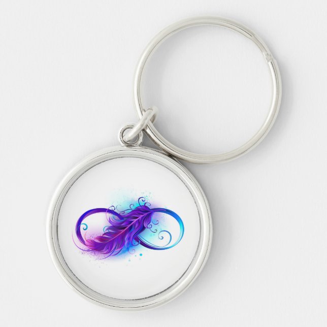 Llavero Infinito con plumas púrpura (Frente)