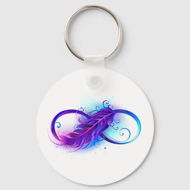 Llavero Infinito con plumas púrpura (Anverso)