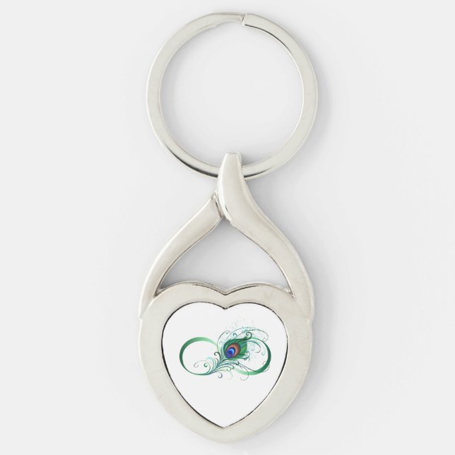 Llavero Infinity Symbol with Peacock Feather (Anverso)