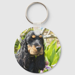 Llavero inglés-cocker-spaniel-negro y tan