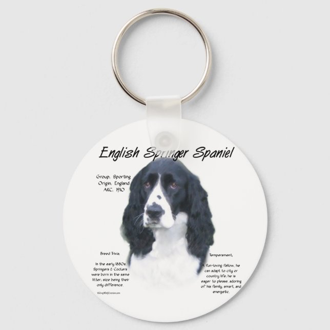 Llavero Inglés Springer Spaniel (blk) Diseño de historia (Anverso)