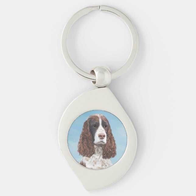 Llavero Inglés Springer Spaniel Pintura Original Perro Art (Anverso)