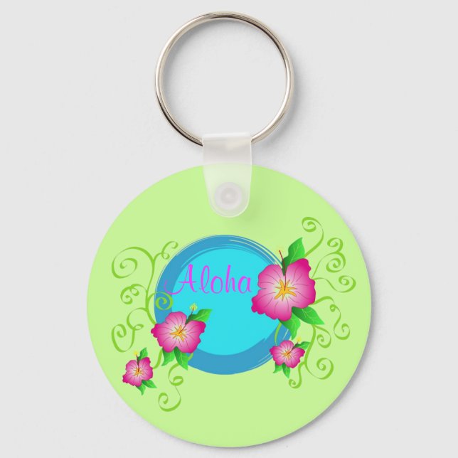 Llavero Inhibisco rosa - Keychain (Anverso)