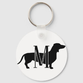 Llavero Inicial de Monograma 'Amo a los Dachshunds' Siluet