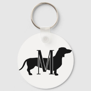 Llavero Inicial de Monograma 'Amo a los Dachshunds' Siluet