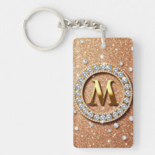 Llavero Inicial Personalizado Letra M Brillo Oro R