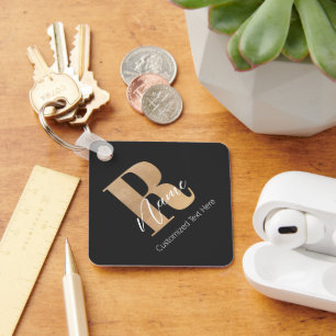 Llavero Inicial R y nombre personalizados modernos con mon
