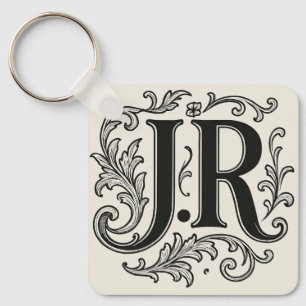 Llavero Iniciales J.R con decoración