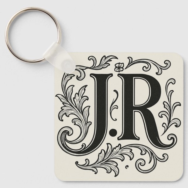 Llavero Iniciales J.R con decoración (Anverso)