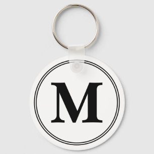 Llavero Iniciales monograma simple blanco y negro