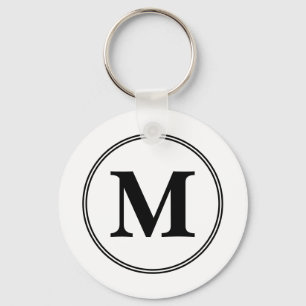 Llavero Iniciales monograma simple blanco y negro