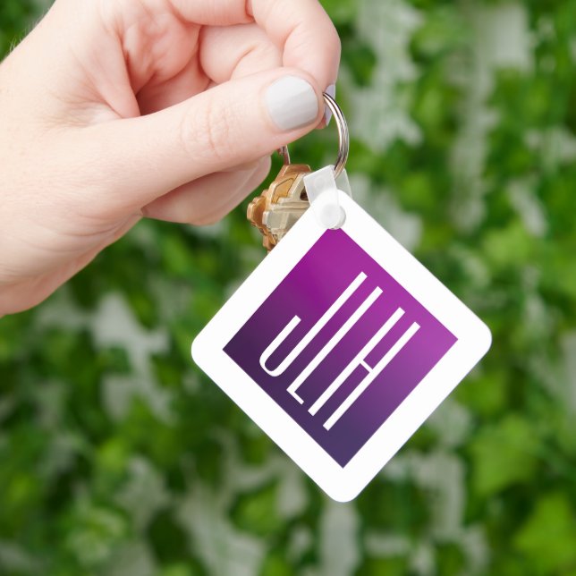 Llavero Iniciales moradas y blancas u otro texto (Mano)