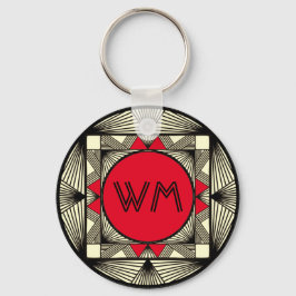 Llavero Iniciales personalizados Elegante Manly Moda Roja 