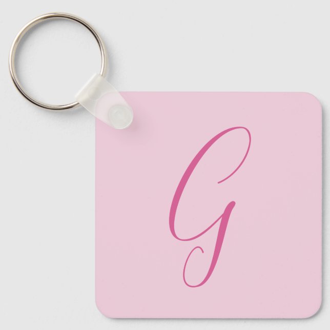 Llavero Initial Letter Monogram Light Pink Plain Chic (Anverso)