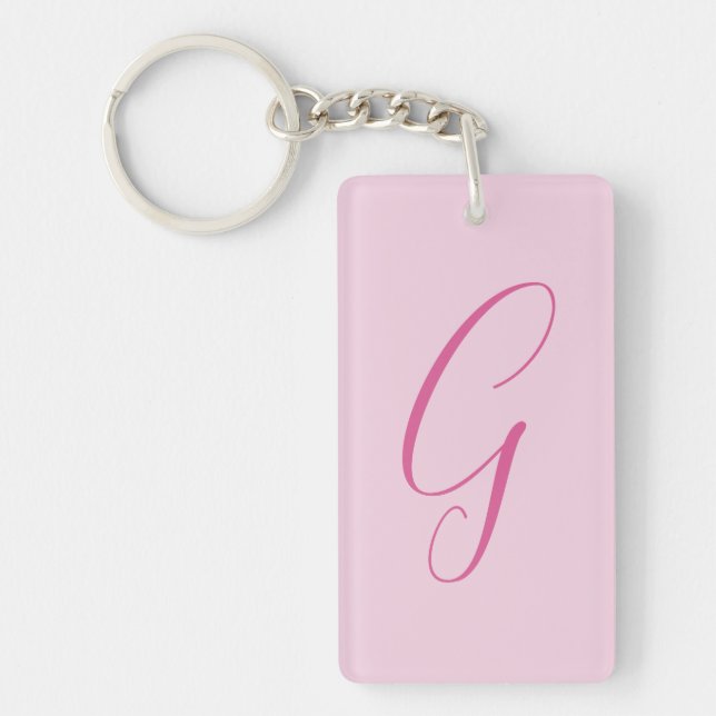 Llavero Initial Letter Monogram Light Pink Plain Chic (Frente)