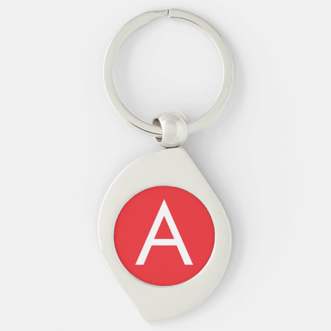 Llavero Initial Letter Monogram Red White Plain Modern (Anverso)