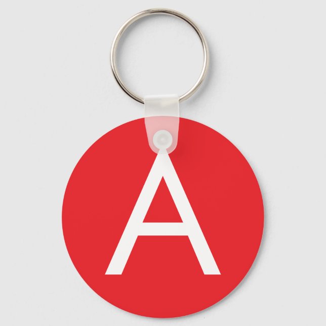 Llavero Initial Letter Monogram Red White Plain Modern (Anverso)