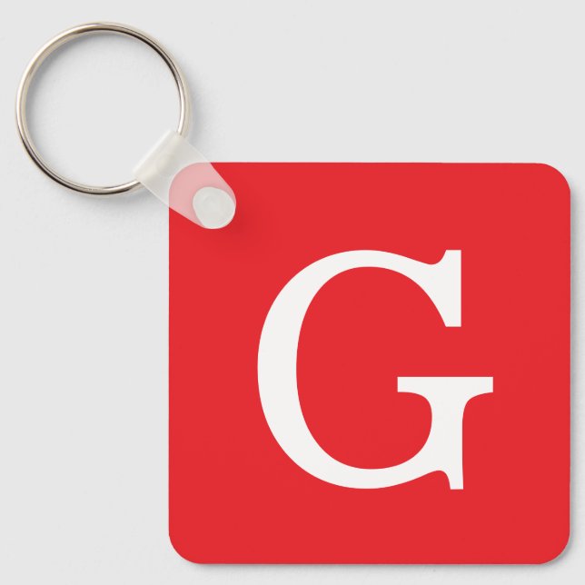 Llavero Initial Letter Monogram Red White Plain Simple (Anverso)