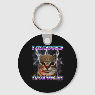 Llavero Inodoro Atascado Gato Divertido Meme Cerebro Estúp