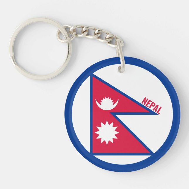 Llavero Inscripción de la bandera de Nepal: Pendientes bla (Frente)