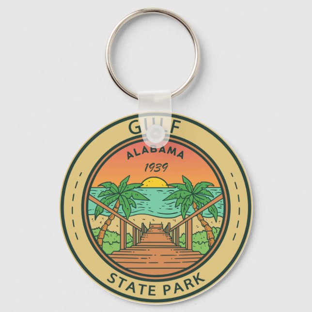 Llavero Insignia circular del Parque Estatal Gulf State Al (Anverso)