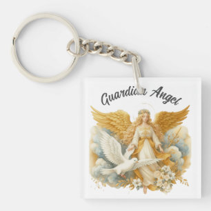 Llavero insignia de Ángel de la Guarda dorado