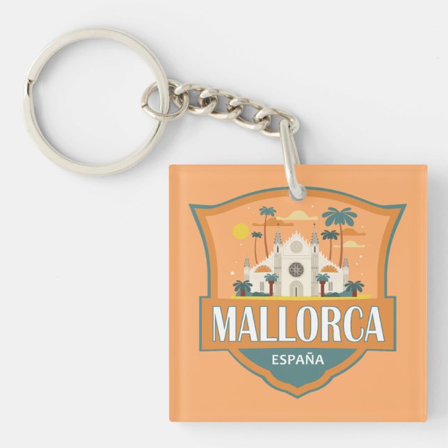 Llavero Insignia de viaje retro de Mallorca España (Frente)