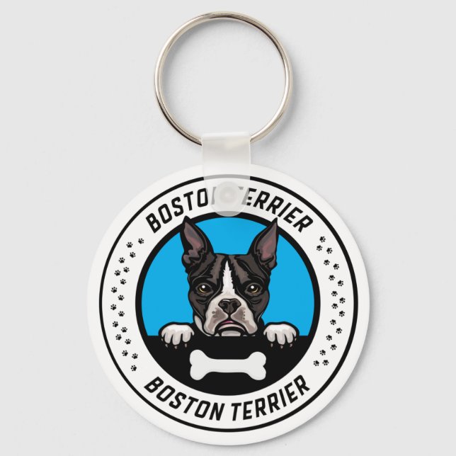 Llavero Insignia del Ilustracion de Peeking Terrier de Bos (Anverso)