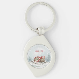 Llavero insignia personalizada oso dormido invierno animal
