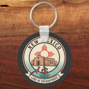 Llavero Insignia Retro Nuevo México Tierra de Enchantment