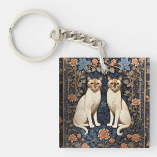 Llavero Inspiración de dos gatos siameses William Morris