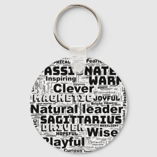 Llavero Inspiración de Nube de Palabras del Zodiaco de Sag