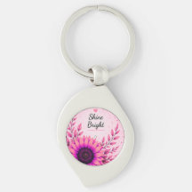 Llavero Inspirador de Girasol Rosa Brillante