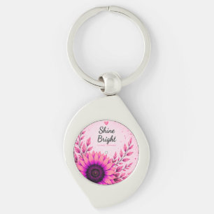 Llavero Inspirador de Girasol Rosa Brillante