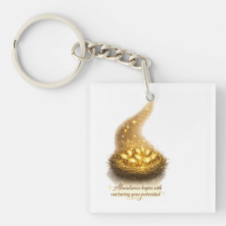 Llavero Inspirador Nido de Huevo Dorado