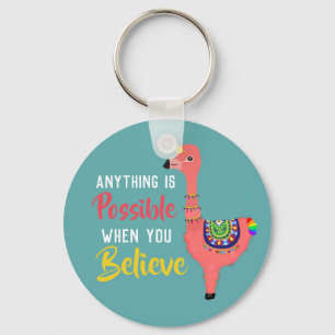 Llavero Inspirador unicornio Llama a creer cita