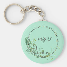 Llavero Inspire Con Marco Botánico Floral