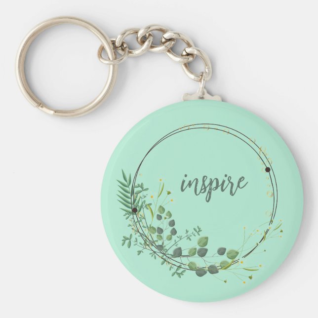 Llavero Inspire Con Marco Botánico Floral (Frente)